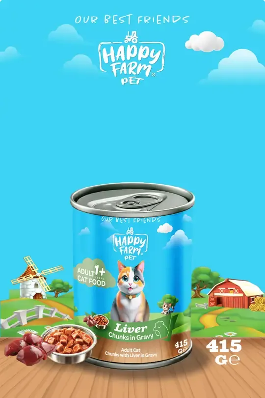 Happy Farm Yaş Kedi Maması Ciğerli 415 Gr 36 Adet